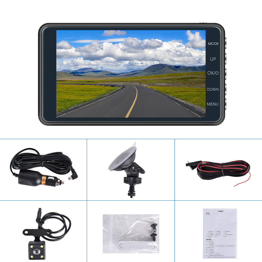 Dual Lens 1080P HD Car DVR with Night Mode Front and Rear Recording