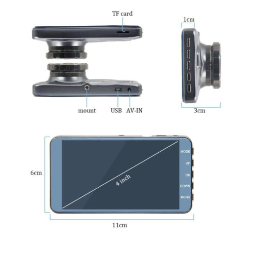 Dual Lens 1080P HD Car DVR with Night Mode Front and Rear Recording