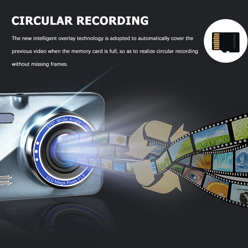 Dual Lens 1080P HD Car DVR with Night Mode Front and Rear Recording