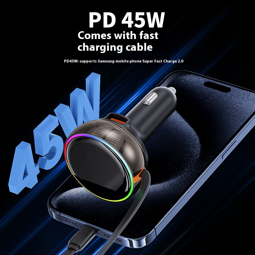 Triple Flex Cord Auto PD45W Quick Charge Lighter Adapter