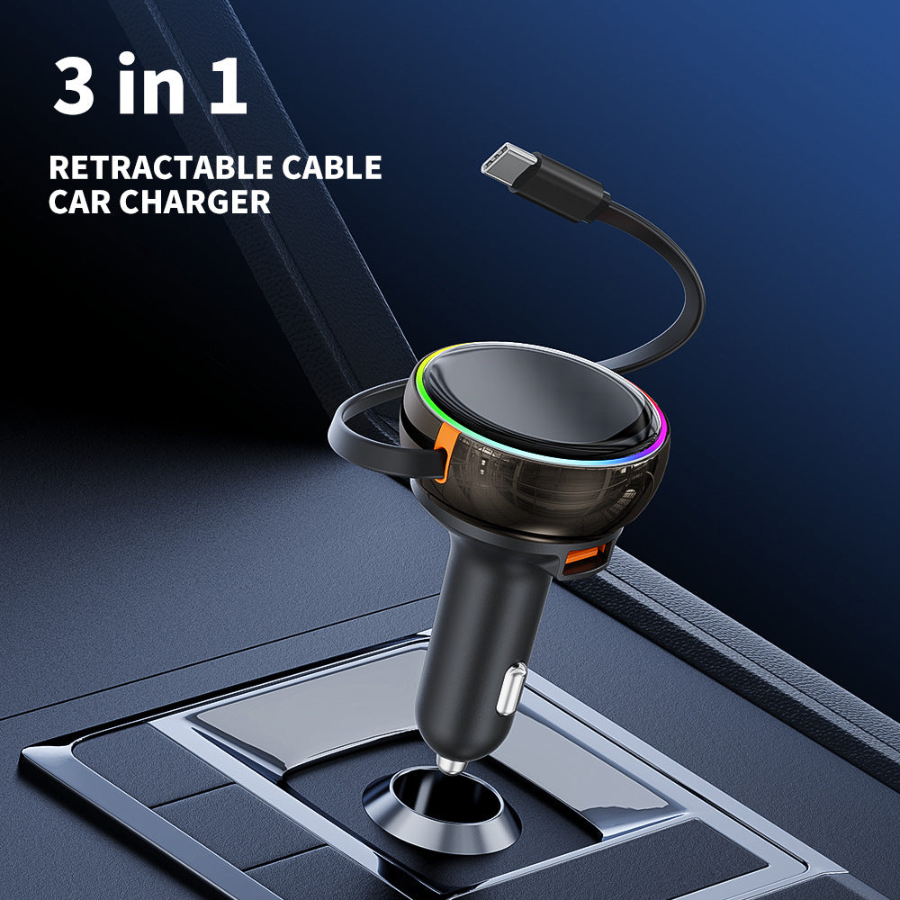 Triple Flex Cord Auto PD45W Quick Charge Lighter Adapter