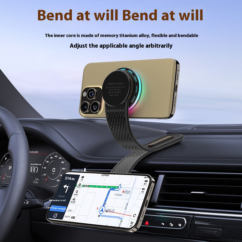 Auto Magnetic Rainbow Illuminated Titanium Car Wireless Charging