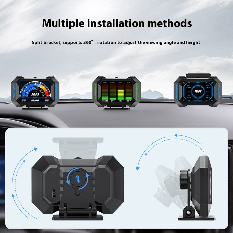 Vehicle HUD Screen Digital Code Gauge Velocity Multi-feature Panel