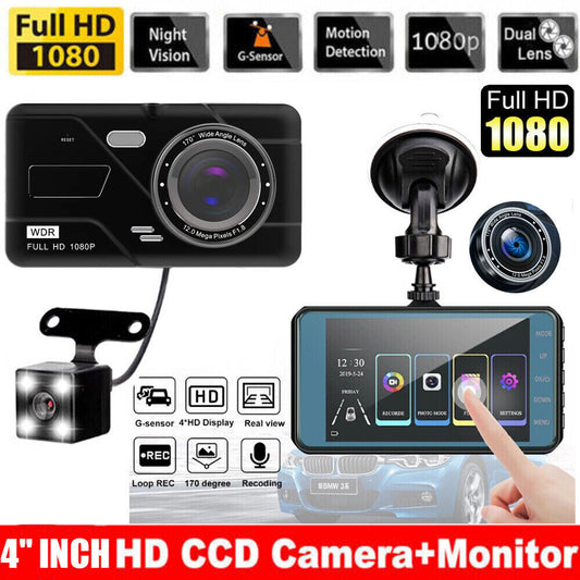 Dual Lens 1080P HD Car DVR with Night Mode Front and Rear Recording