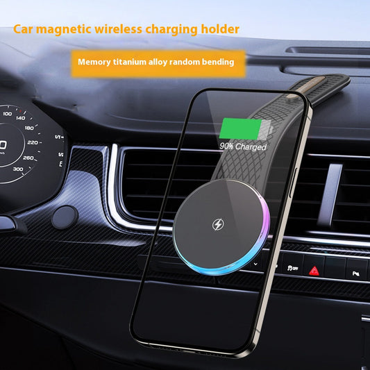 Auto Magnetic Rainbow Illuminated Titanium Car Wireless Charging